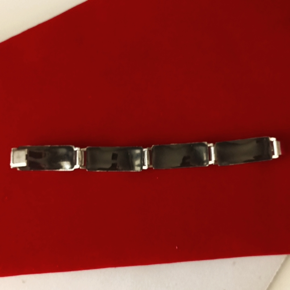 Perli Werkstatte Germany 1950s Enamel Copper/Sterling Link Fish Bracelet Marked - Picture 6 of 9